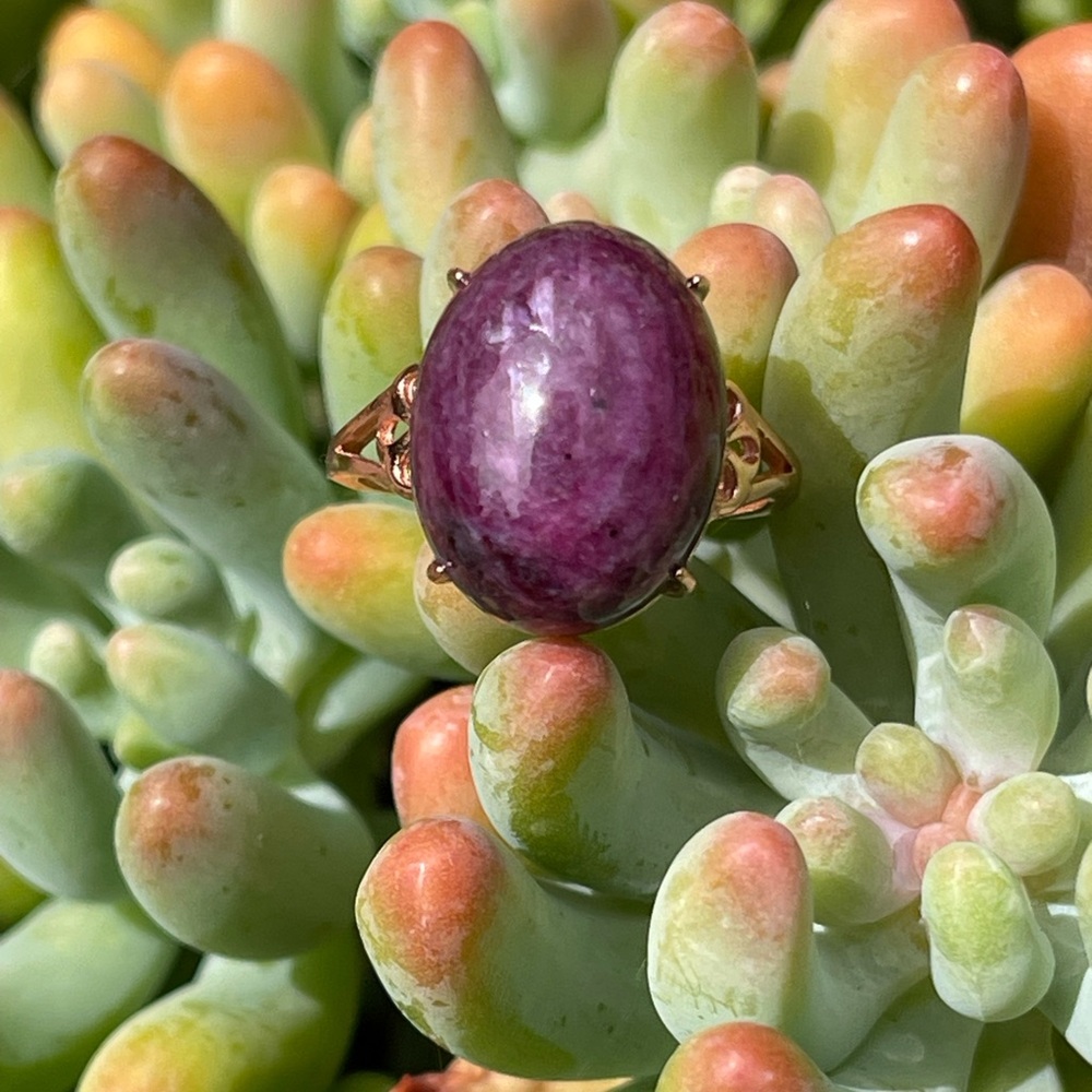Raw Ruby Ring, S925 Rose Gold Adjustable Ring Uv … - image 1